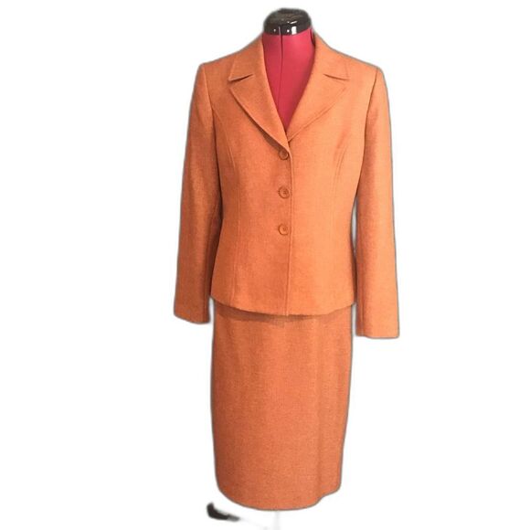Le Suit Skirt Suit Women's Size 8 Rust Tweed 2-Piece Set Blazer & Skirt - Picture 1 of 9